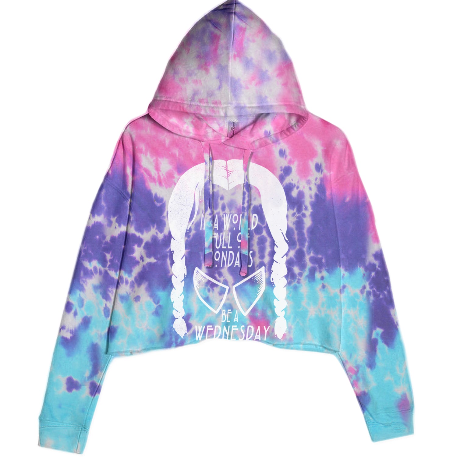 In  A World Full Of Mondays, Be A Wednesday Cropped Hoodie Sweatshirt Cotton Candy