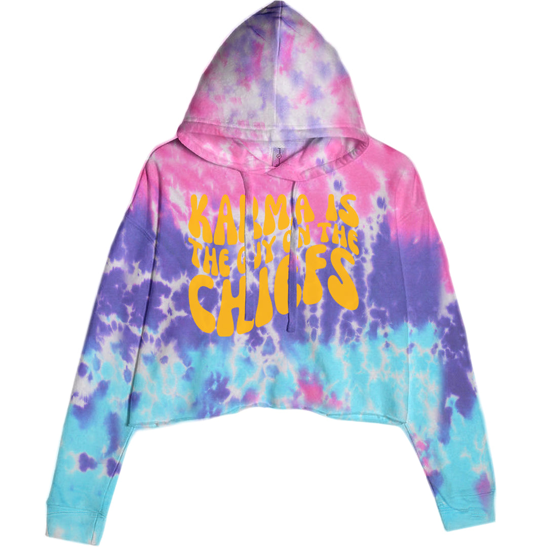 Karma Is The Guy On The Chiefs Boyfriend Cropped Hoodie Sweatshirt Cotton Candy