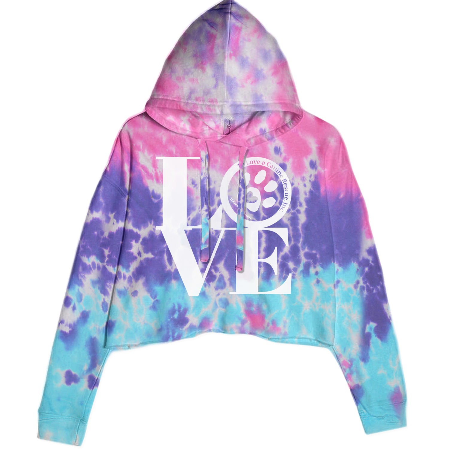 TLC LOVE Dog Rescue Cropped Hoodie Sweatshirt Cotton Candy