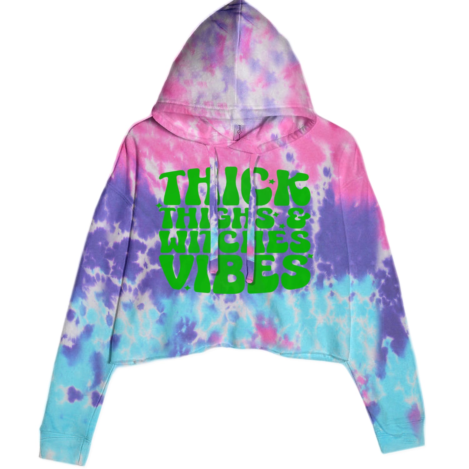 Thick Thighs And Witches Vibes Cropped Hoodie Sweatshirt Cotton Candy