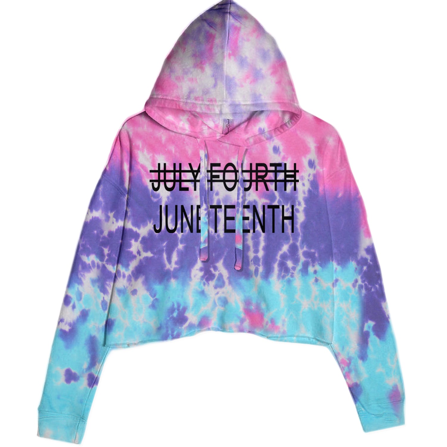 Juneteenth (July Fourth Crossed Out) Jubilee Cropped Hoodie Sweatshirt Lavender