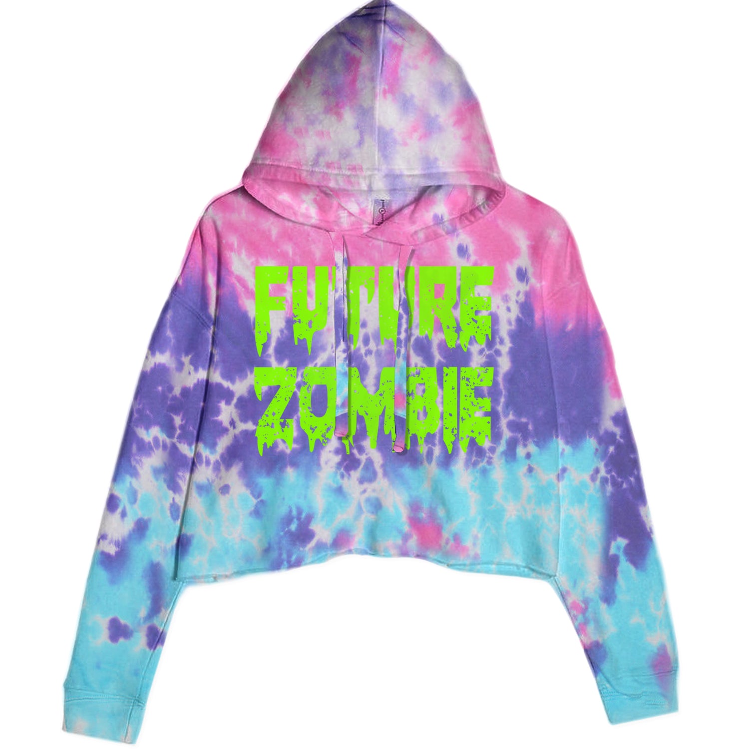 Future Zombie Horror Cropped Hoodie Sweatshirt Cotton Candy