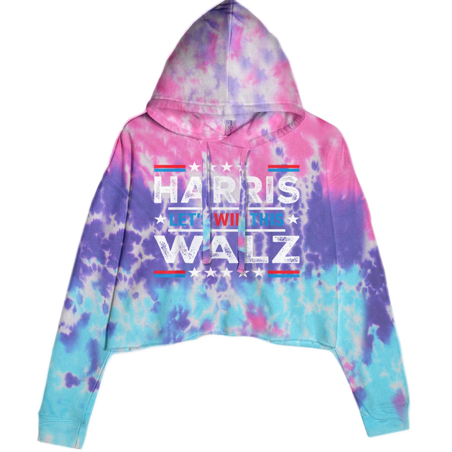 Kamala Harris and Tim Walz For President Cropped Hoodie Sweatshirt Cotton Candy