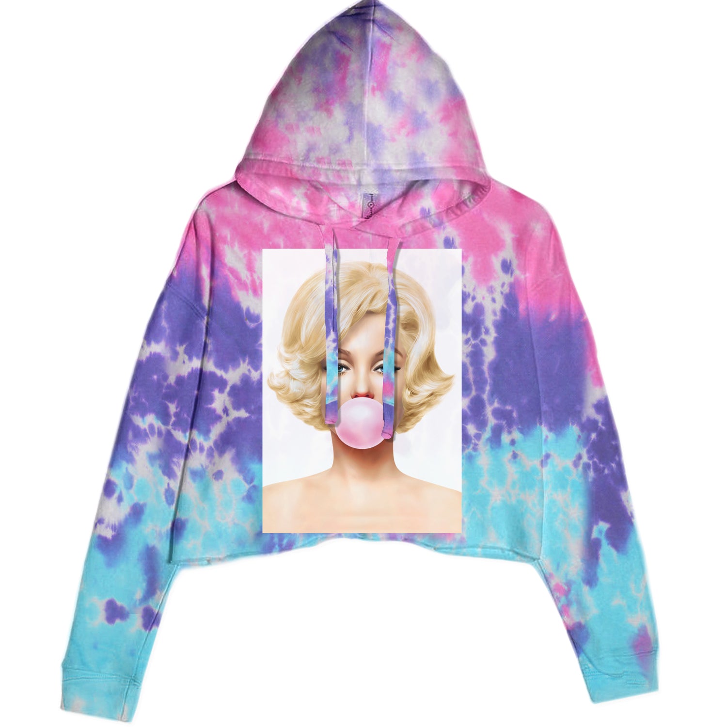 Ms. Monroe Pink Bubble Gum American Icon Cropped Hoodie Sweatshirt Cotton Candy