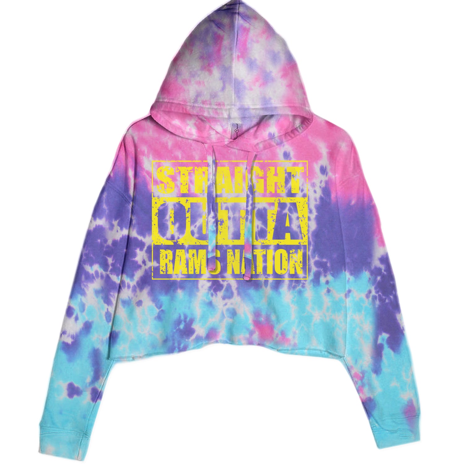 Straight Outta Rams Nation   Cropped Hoodie Sweatshirt Cotton Candy