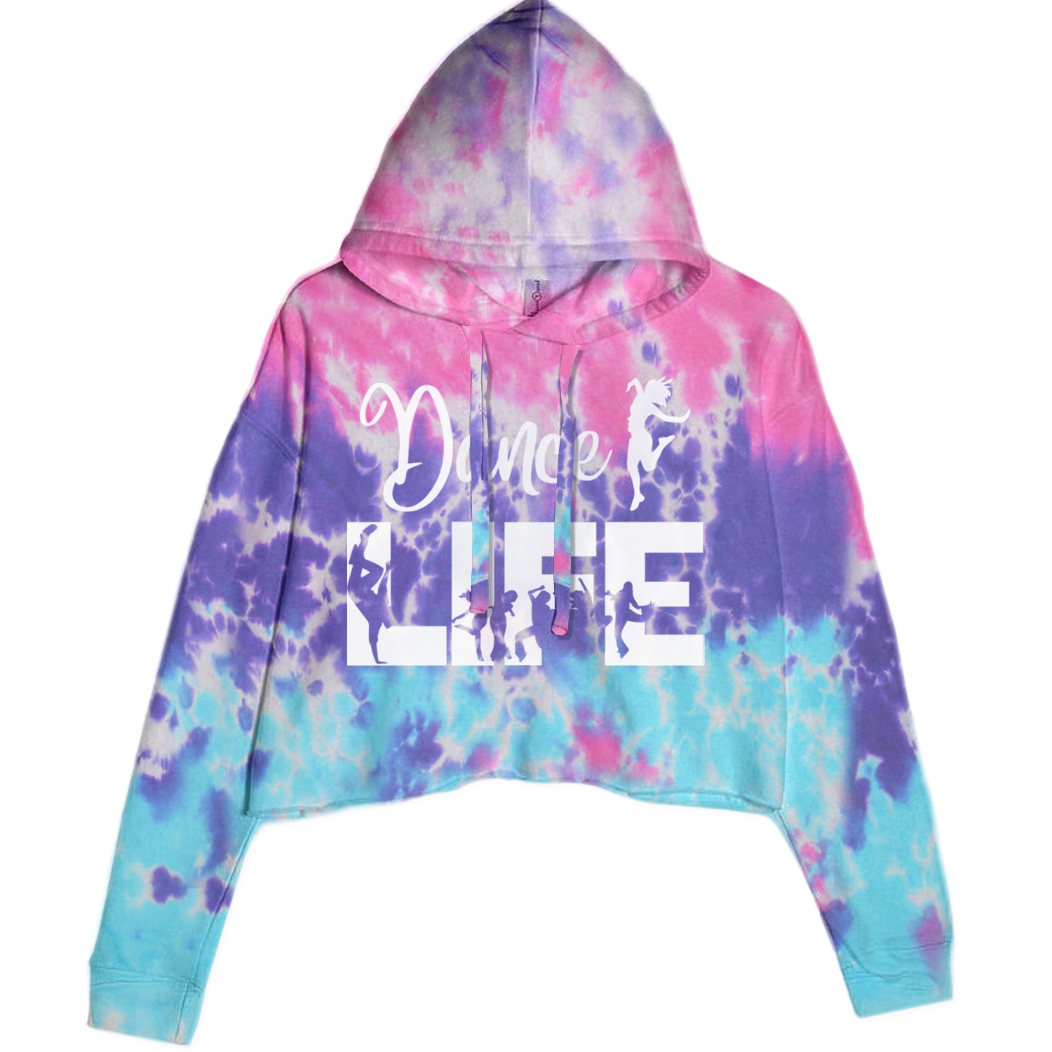 Dance Life Silhouette Dancers Cropped Hoodie Sweatshirt Cotton Candy