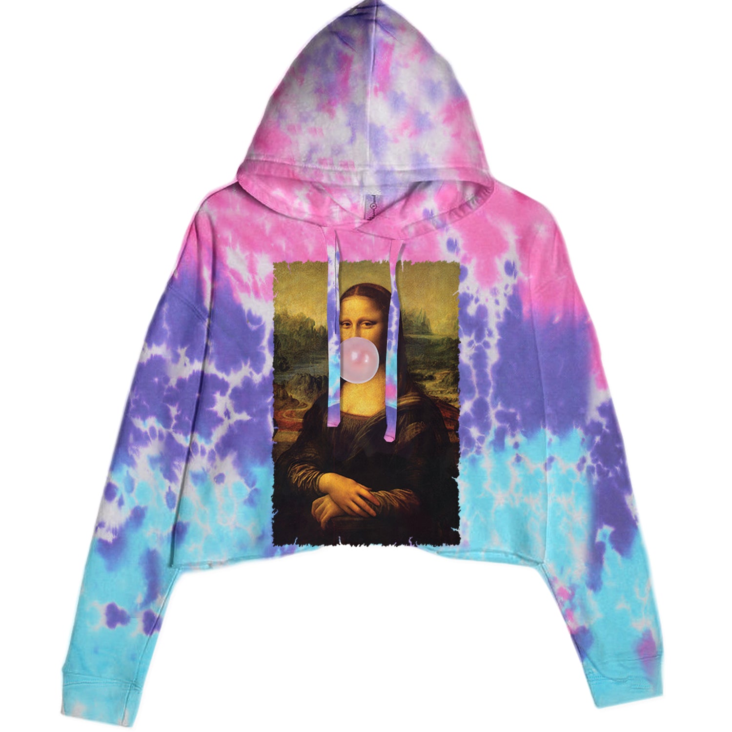 Mona Lisa Smile Pink Bubble Gum Da Vinci Icon Cropped Hoodie Sweatshirt Cotton Candy