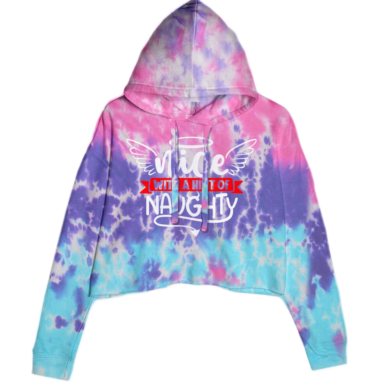 Nice with a Hint of Naughty Christmas Cropped Hoodie Sweatshirt Cotton Candy