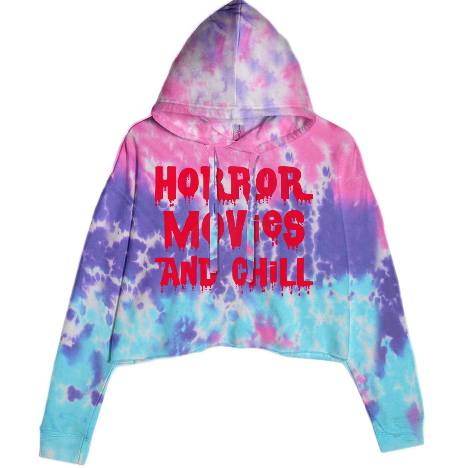 Horror Movies and Chill Cropped Hoodie Sweatshirt Cotton Candy