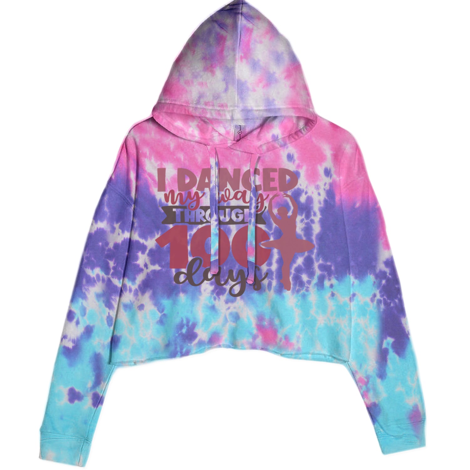 I Danced My Way Through 100 Days Of School Cropped Hoodie Sweatshirt Cotton Candy