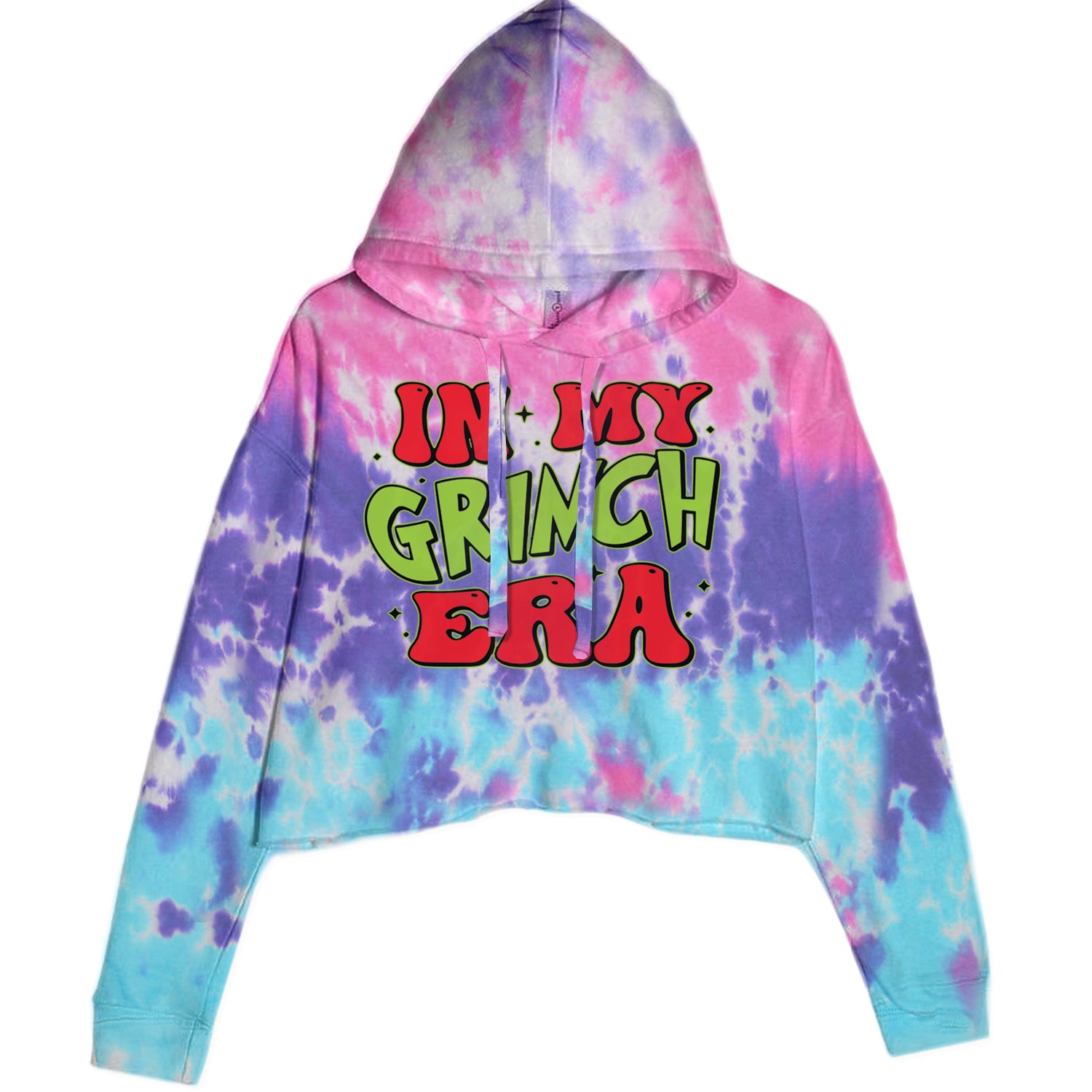 In My Gr-nch Era Jolly Merry Christmas Cropped Hoodie Sweatshirt Cotton Candy