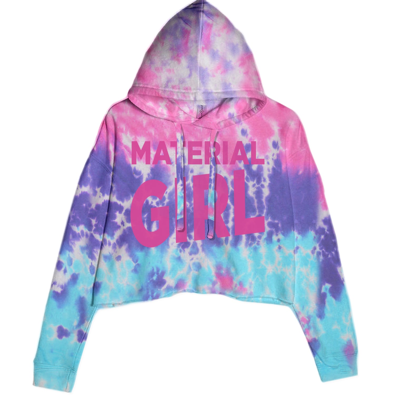 Material Girl 80's Retro Celebration Cropped Hoodie Sweatshirt Cotton Candy