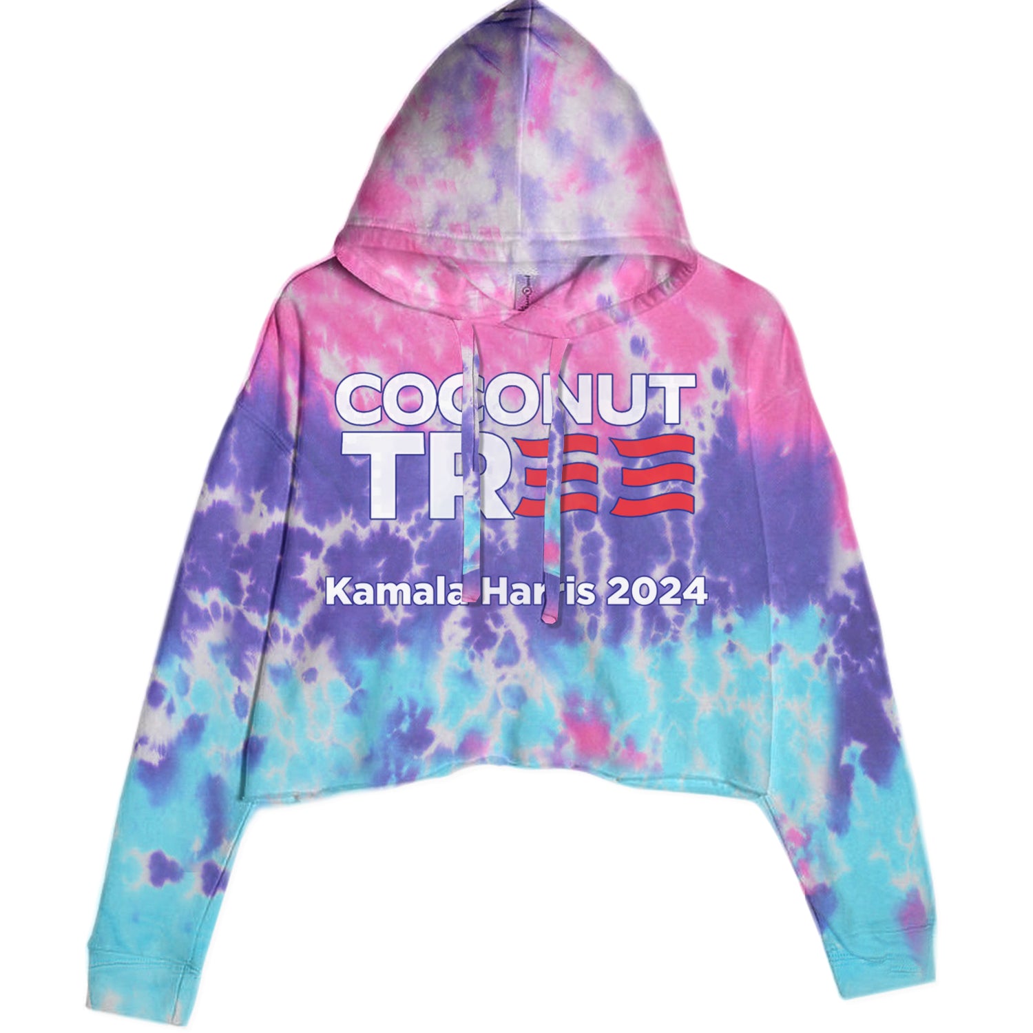 Coconut Tree - Support Kamala Harris For President 2024 Cropped Hoodie Sweatshirt Cotton Candy