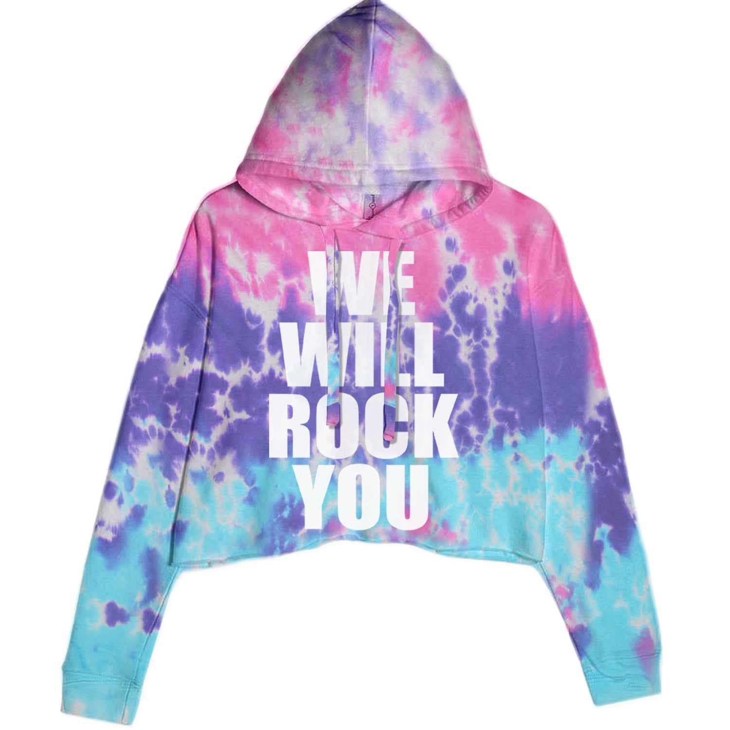 We Will Rock You Cropped Hoodie Sweatshirt Cotton Candy