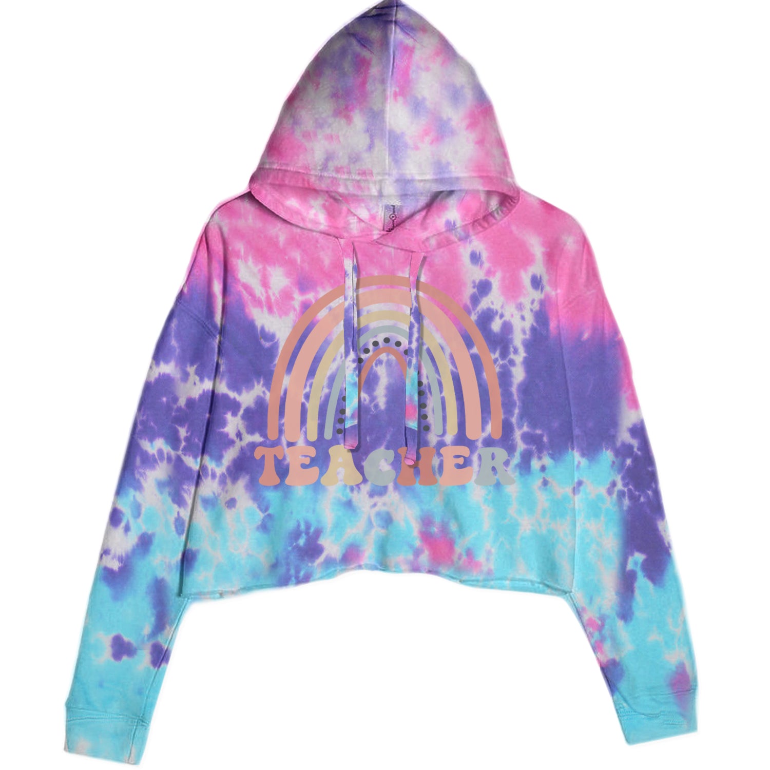 Teacher Pastel Rainbow Cropped Hoodie Sweatshirt Cotton Candy