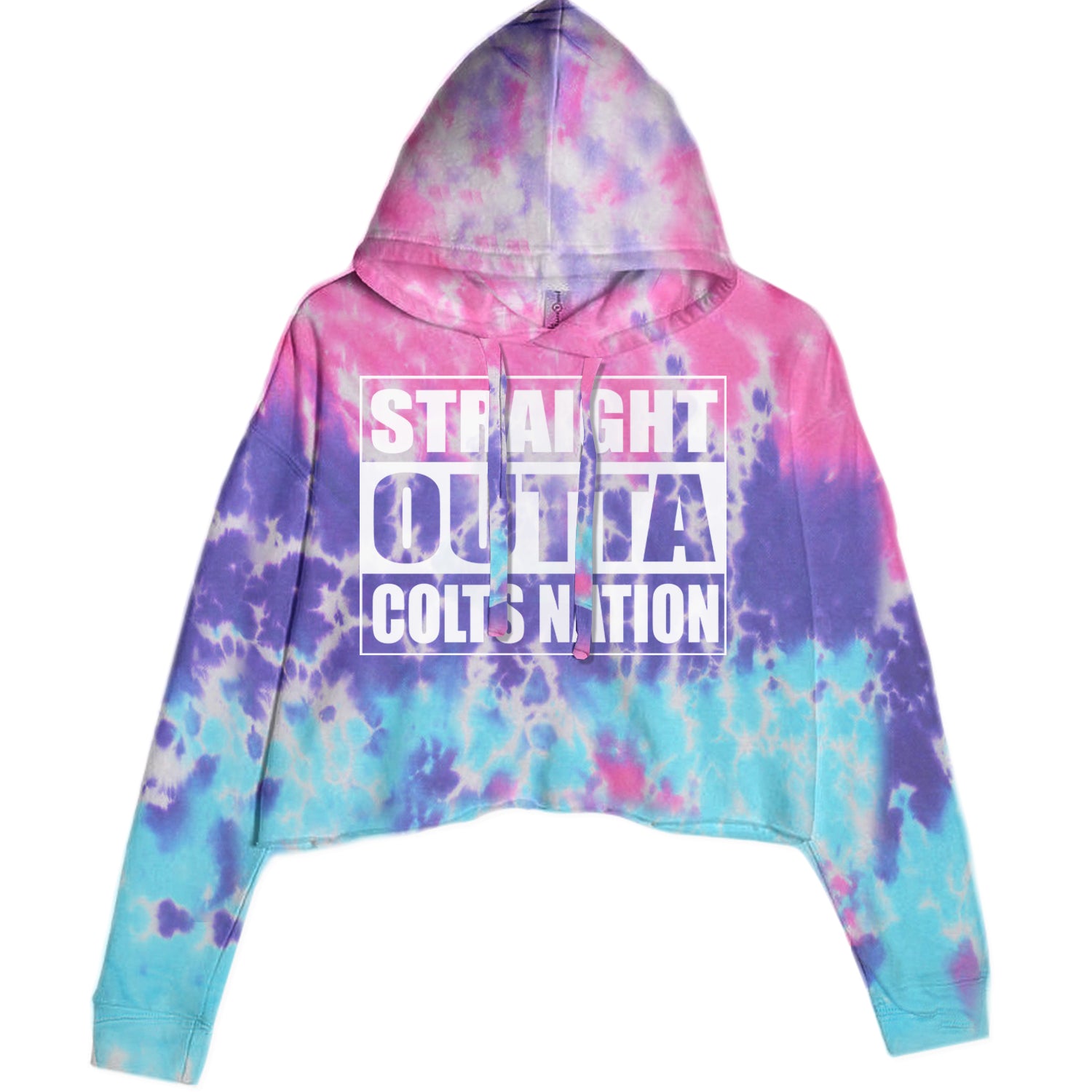 Straight Outta Colts Nation Football  Cropped Hoodie Sweatshirt Cotton Candy