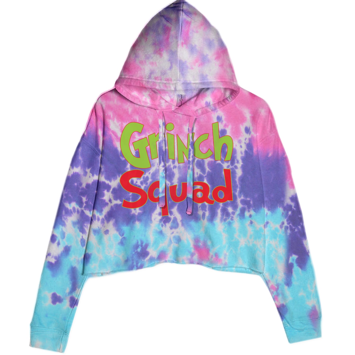 Gr-nch Squad Jolly Grinchmas Merry Christmas Cropped Hoodie Sweatshirt Cotton Candy