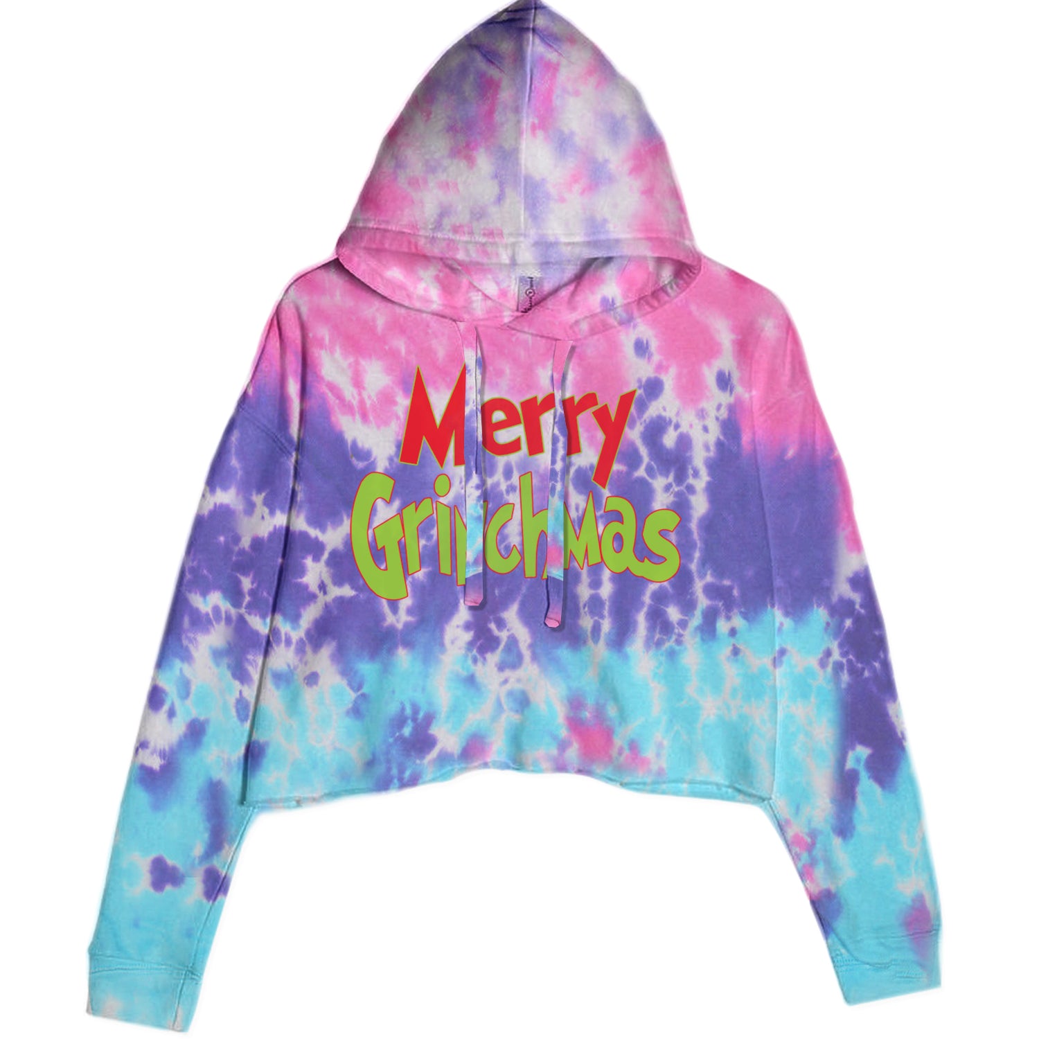 Merry Grinchmas Jolly Merry Christmas Cropped Hoodie Sweatshirt Cotton Candy