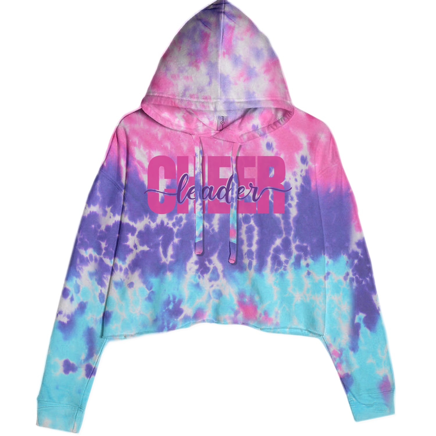 Cheerleader with Scripted Flair Cropped Hoodie Sweatshirt Cotton Candy