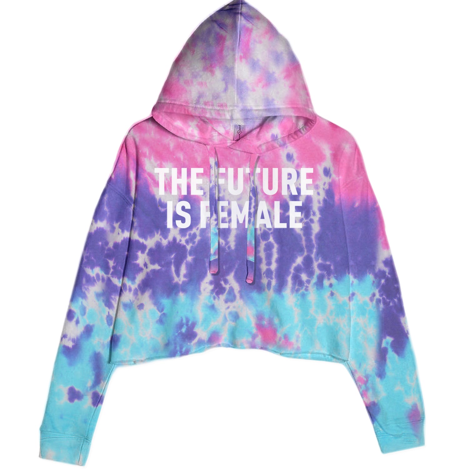 The Future Is Female Feminism  Cropped Hoodie Sweatshirt Cotton Candy