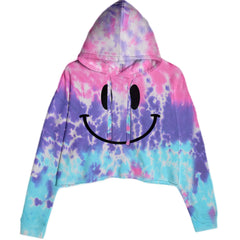 Smile Face Cropped Hoodie Sweatshirt Cotton Candy
