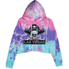 Raider Skull Straight Outta Las Vegas Cropped Hoodie Sweatshirt Cotton Candy