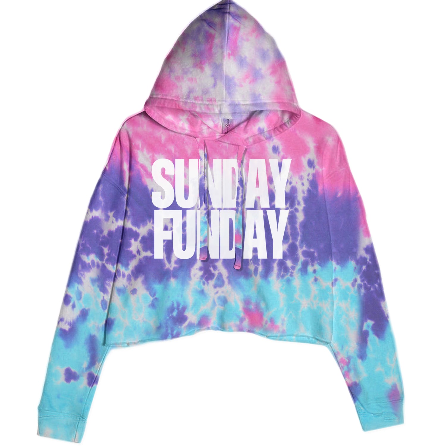 Sunday Funday  Cropped Hoodie Sweatshirt Cotton Candy