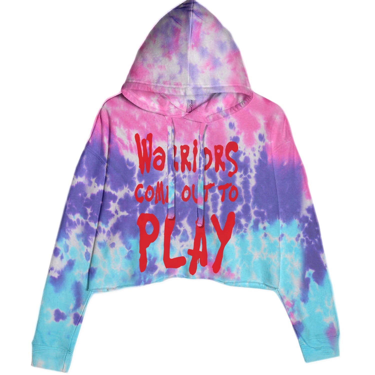 Warriors Come Out To Play  Cropped Hoodie Sweatshirt Cotton Candy