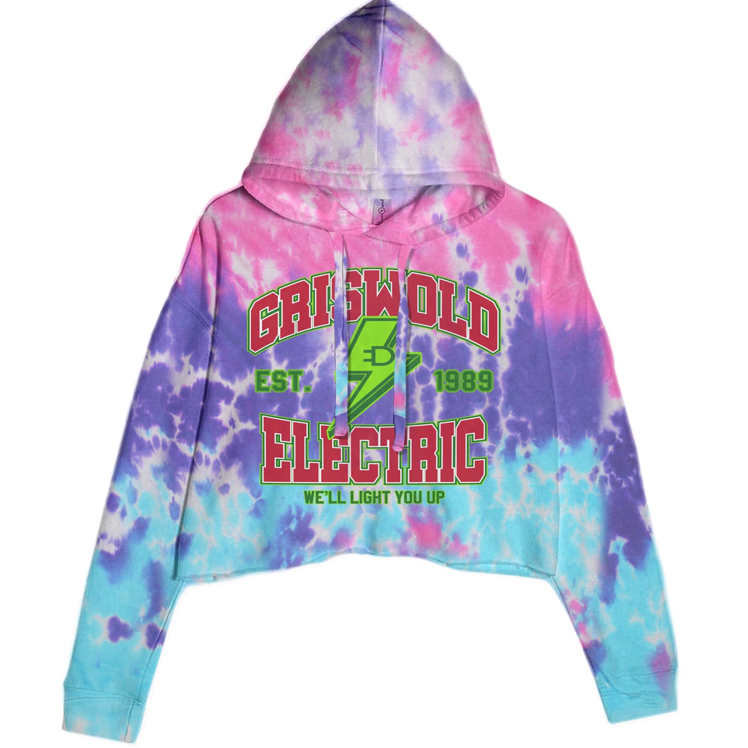 Griswold Electric We'll Light You Up Cropped Hoodie Sweatshirt Cotton Candy