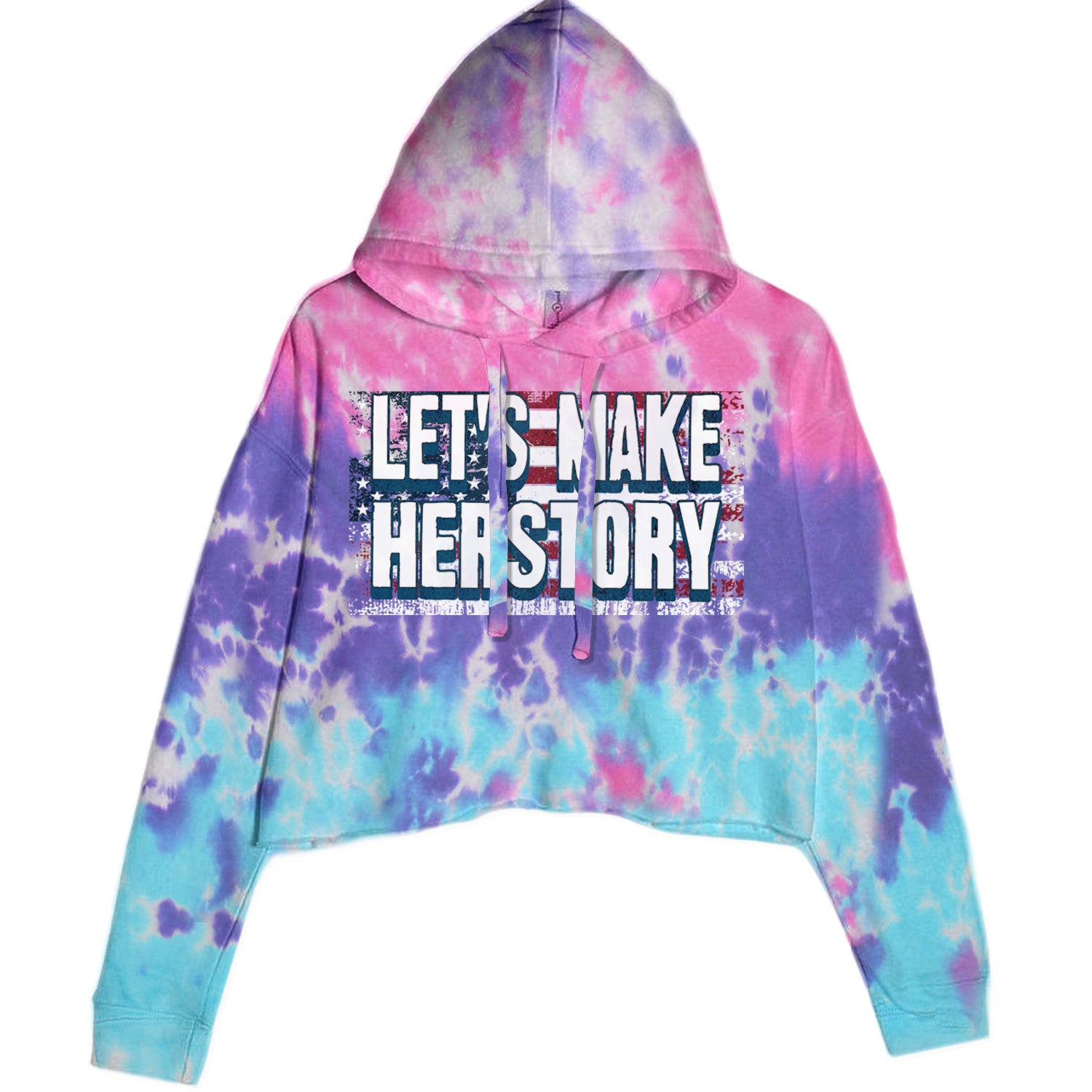 Lets Make Herstory - Support Kamala Harris For President 2024 Cropped Hoodie Sweatshirt Cotton Candy