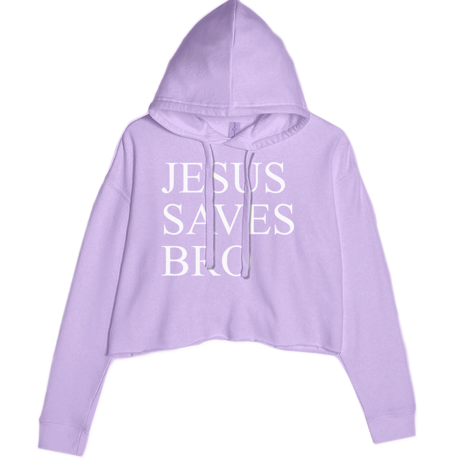 Jesus Saves Bro  Cropped Hoodie Sweatshirt Lavender