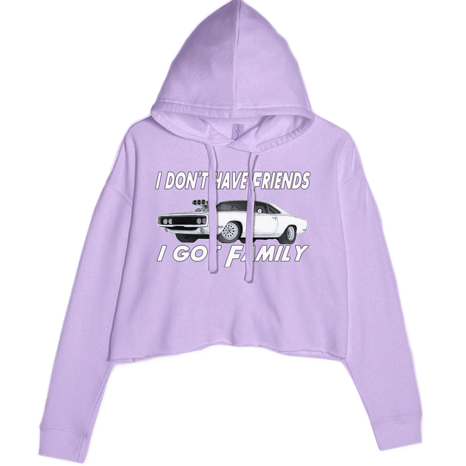 I Don't Have Friends, I Got Family Cropped Hoodie Sweatshirt Lavender