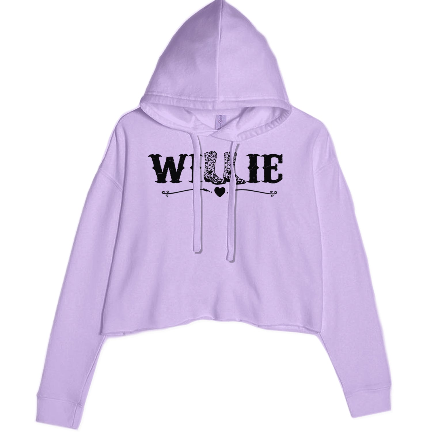 Willie Cowboy Boots Hippy Country Music Cropped Hoodie Sweatshirt Lavender