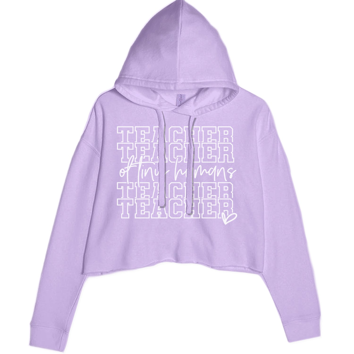 Teacher Of Tiny Humans Cropped Hoodie Sweatshirt Lavender