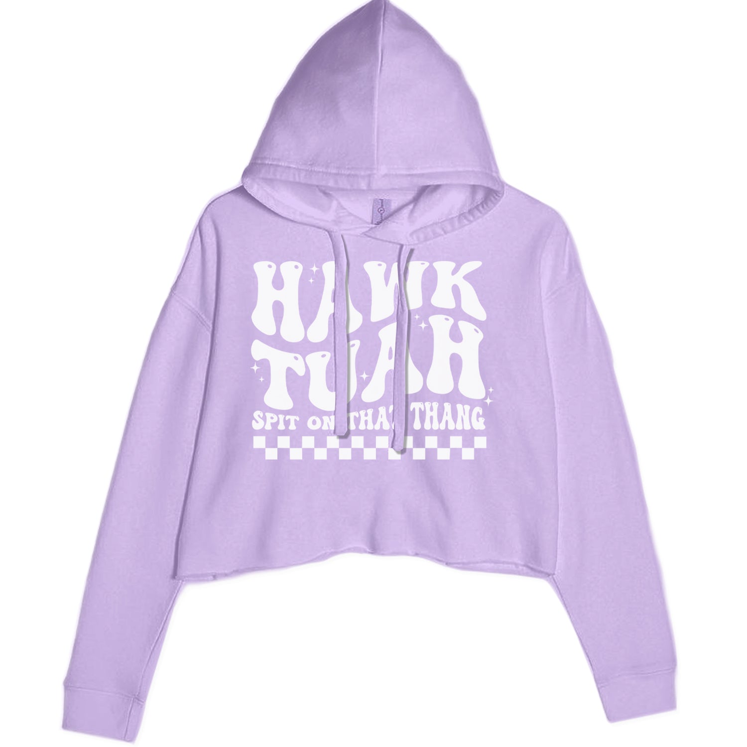 Hawk Tuah Spit On That Thang Cropped Hoodie Sweatshirt Lavender