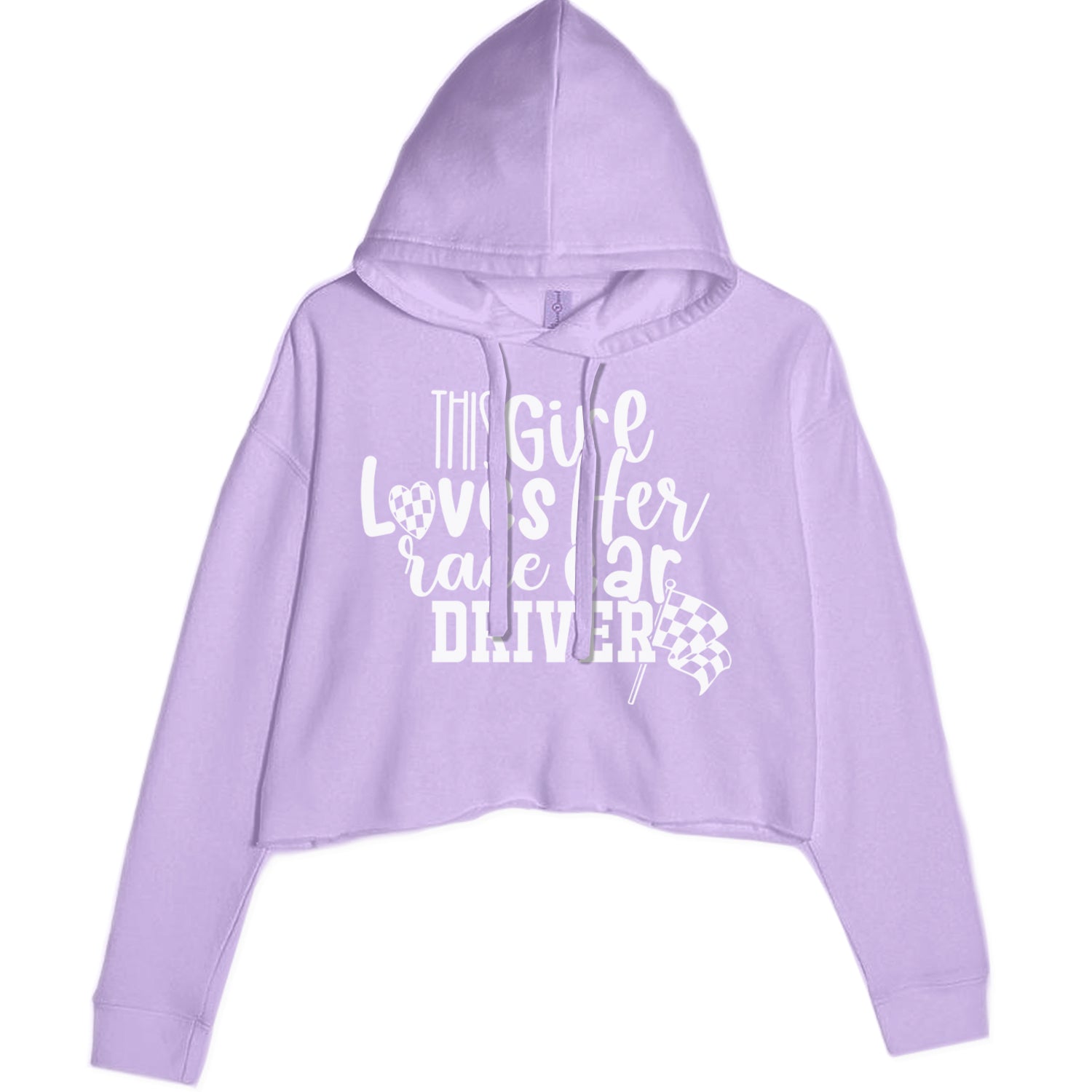 This Girl Loves Her Racecar Driver Cropped Hoodie Sweatshirt Lavender