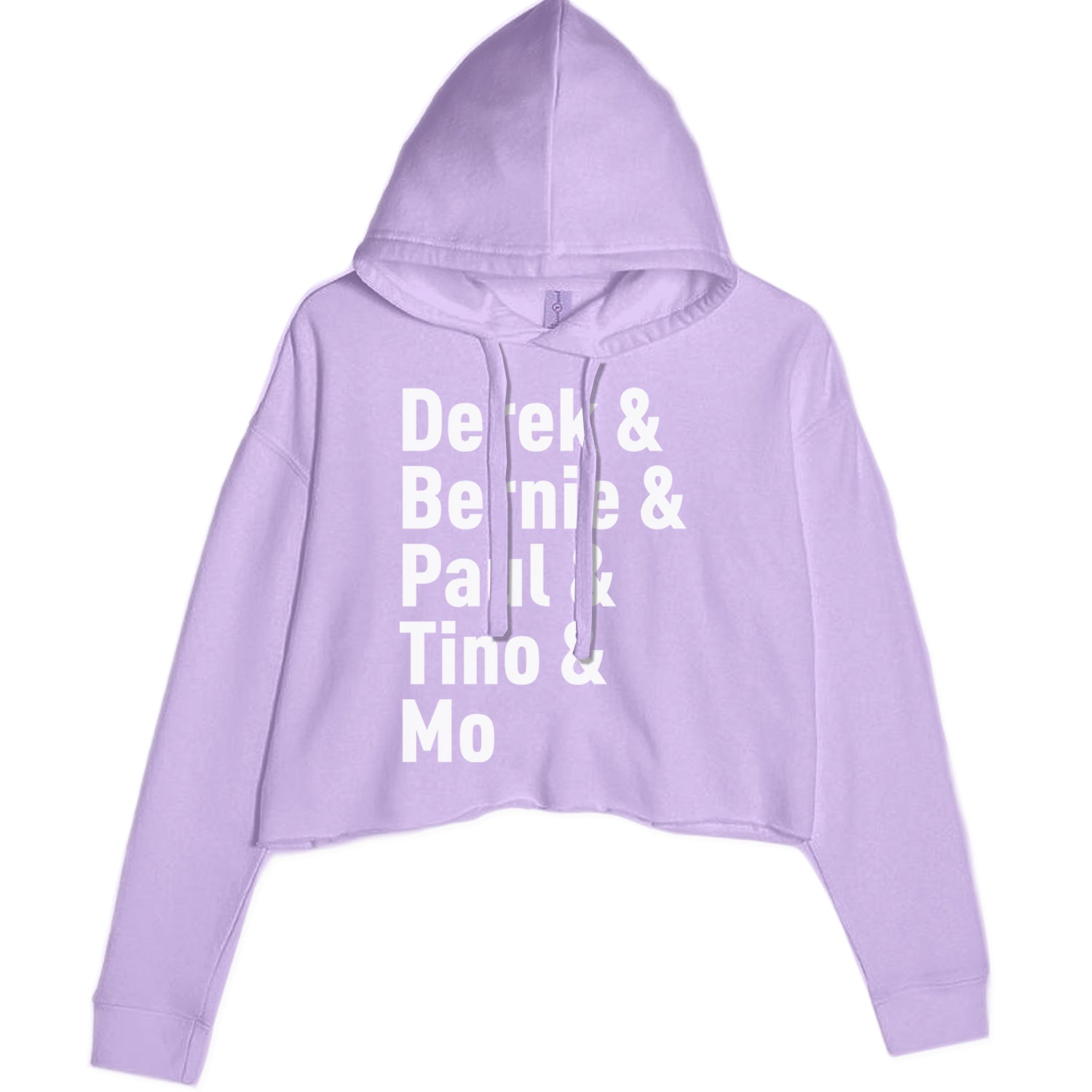 Derek & Bernie & Paul & Tino & Mo Cropped Hoodie Sweatshirt Lavender