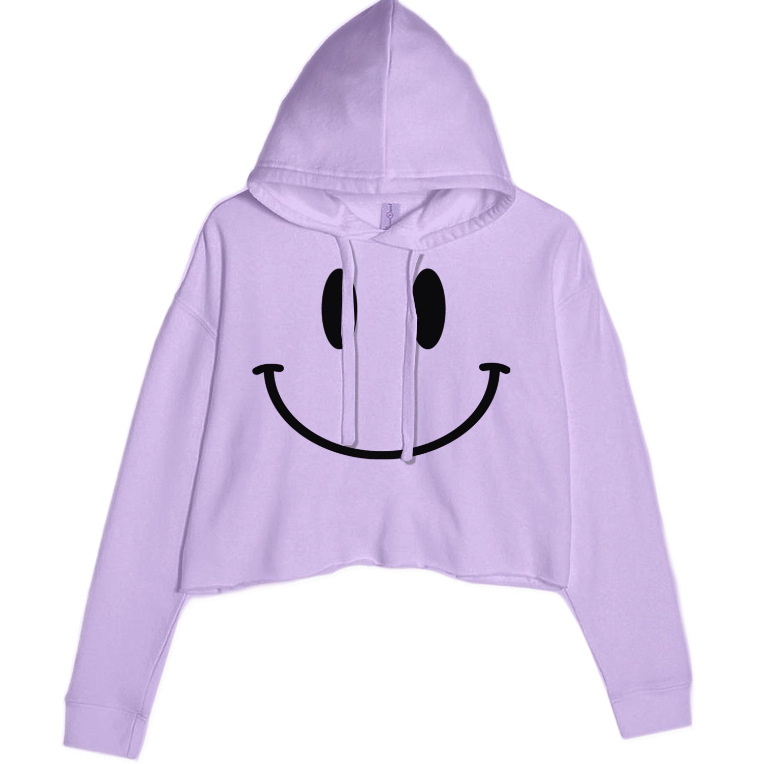 Smile Face Cropped Hoodie Sweatshirt Lavender