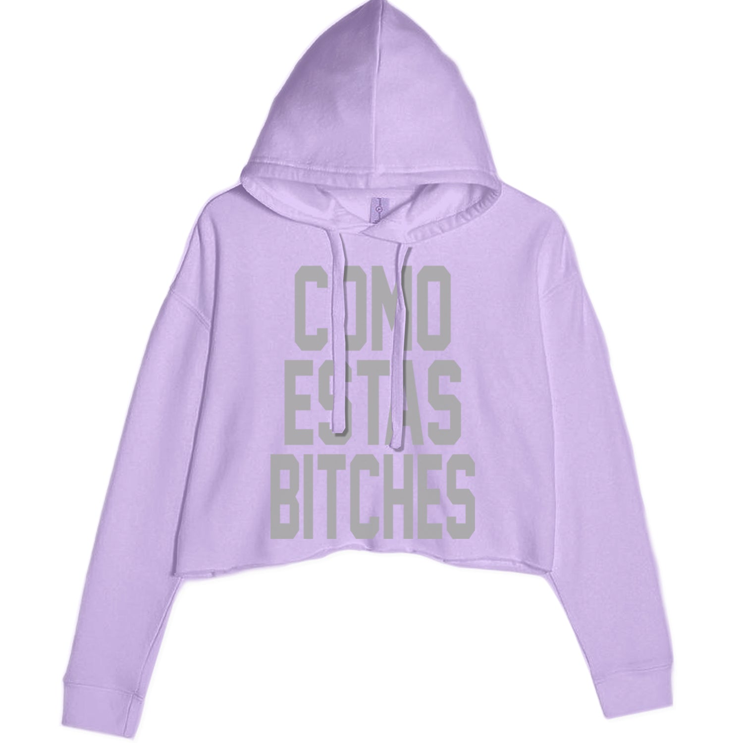 Como Estas B-tches Cropped Hoodie Sweatshirt Lavender