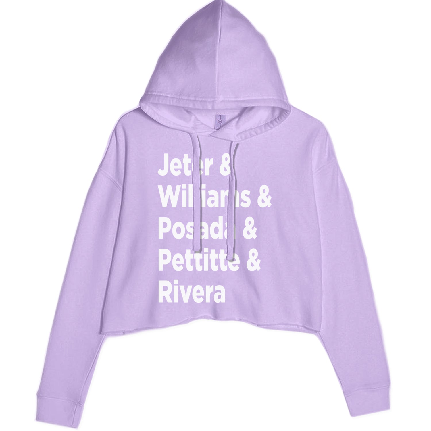 Jeter & Williams & Posada & Pettitte & Rivera Cropped Hoodie Sweatshirt Lavender