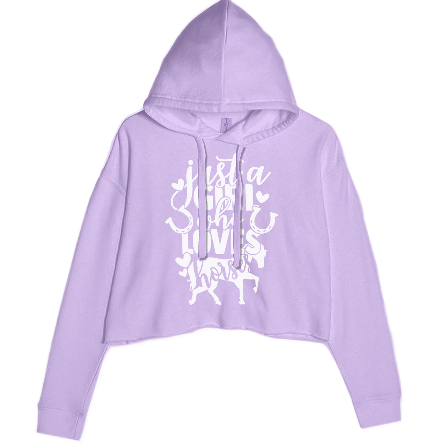 Just A Girl Who Loves Horses Cropped Hoodie Sweatshirt Lavender