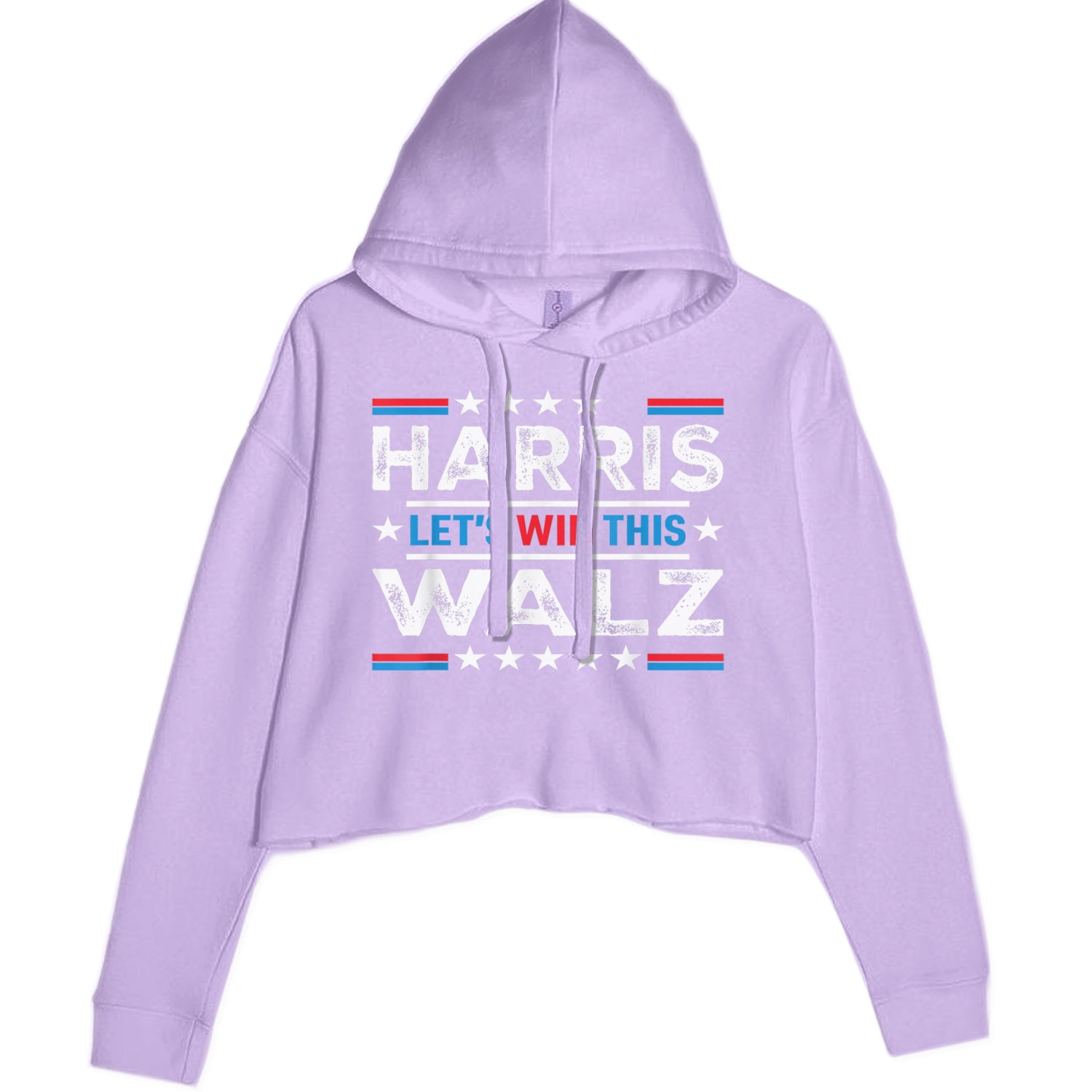 Kamala Harris and Tim Walz For President Cropped Hoodie Sweatshirt Lavender