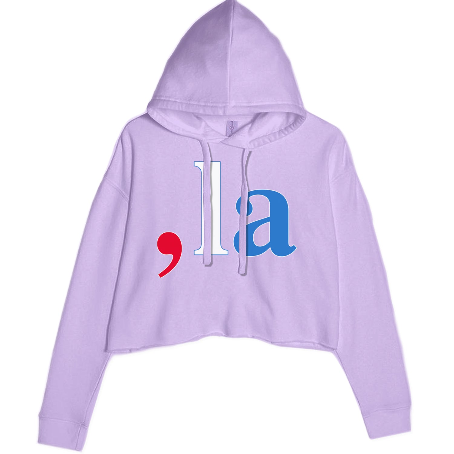 Comma-La - Support Kamala Harris For President 2024 Cropped Hoodie Sweatshirt Lavender