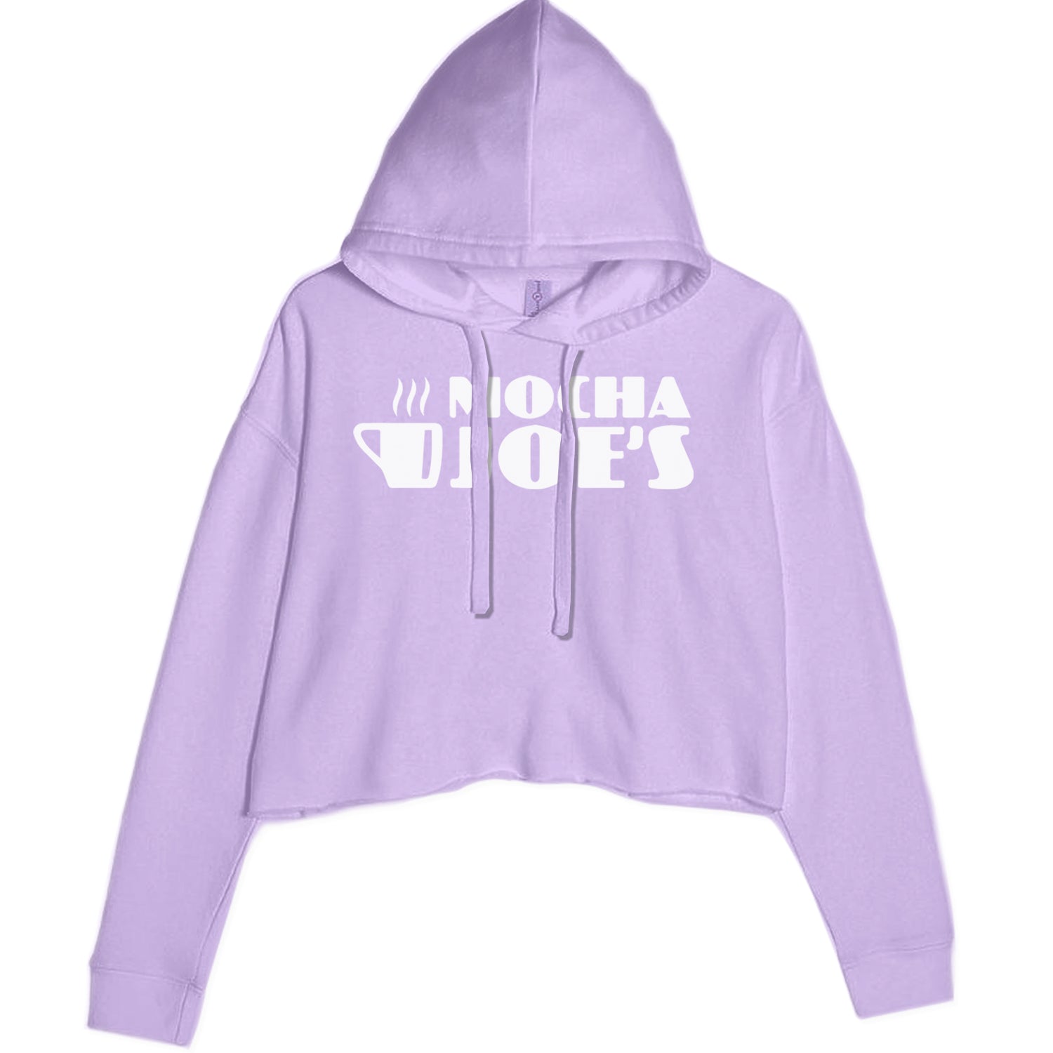 Mocha Joe's Enthusiastic Coffee Cropped Hoodie Sweatshirt Lavender