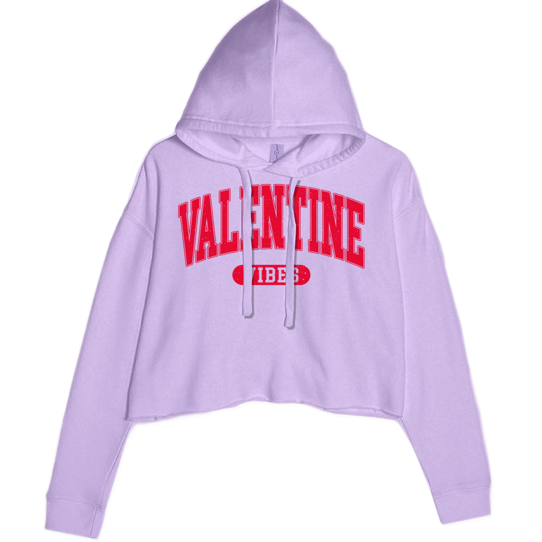 Valentines Vibes Cropped Hoodie Sweatshirt Lavender