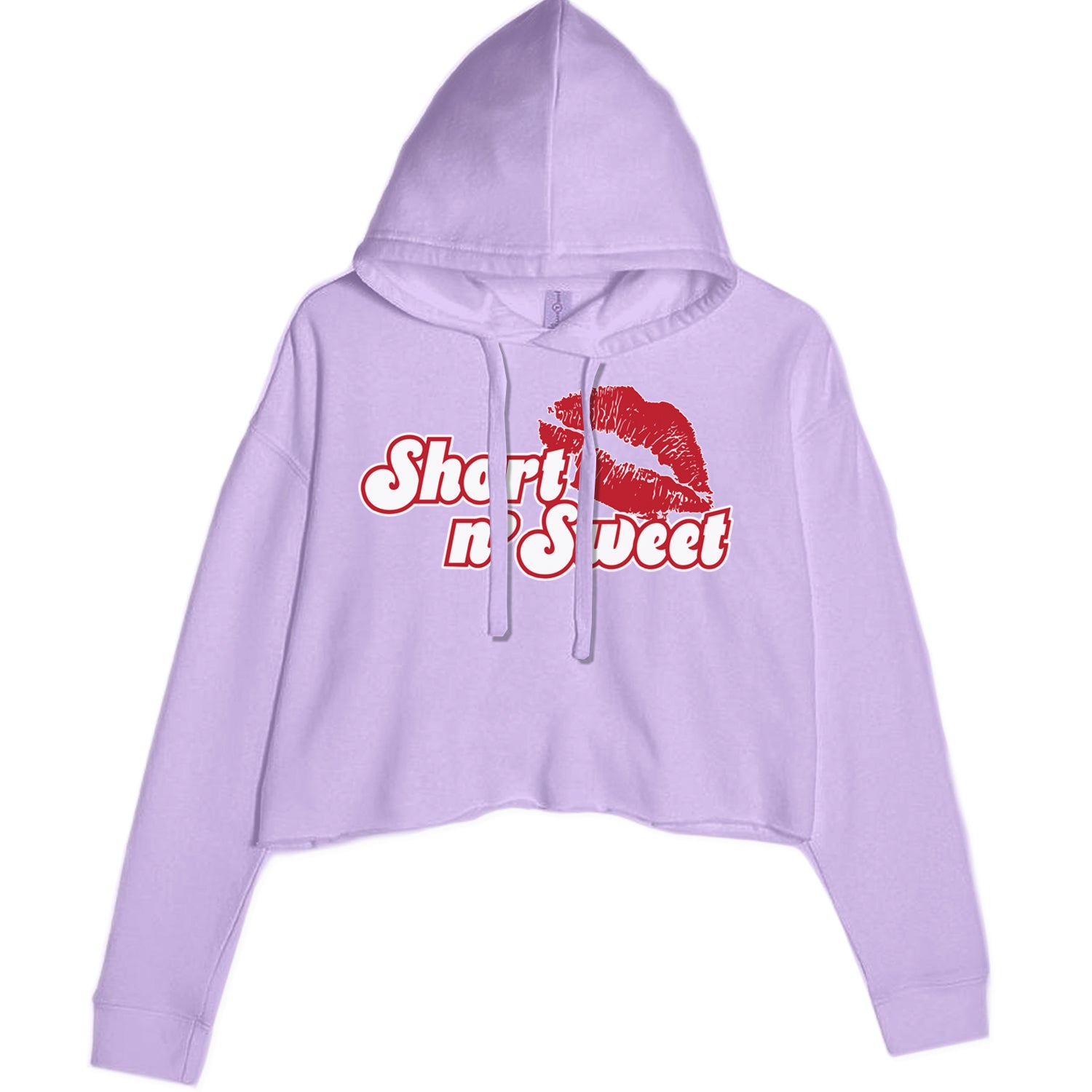 Short N' Sweet Red Lips Cropped Hoodie Sweatshirt Lavender