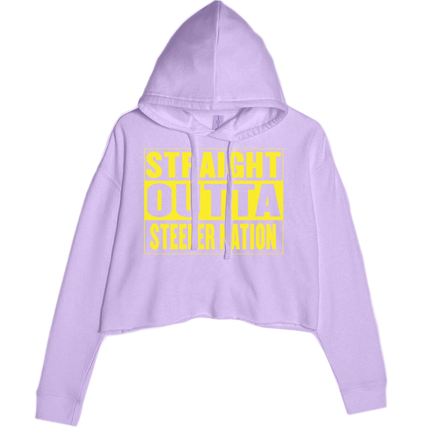 Straight Outta Steeler Nation Football  Cropped Hoodie Sweatshirt Lavender