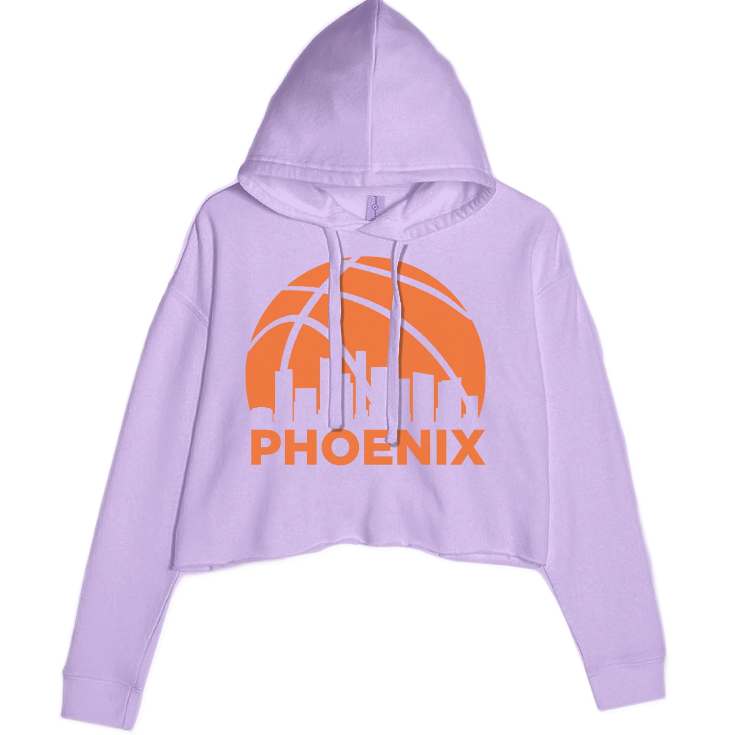 Phoenix Basketball Sunset City Skyline Cropped Hoodie Sweatshirt Lavender