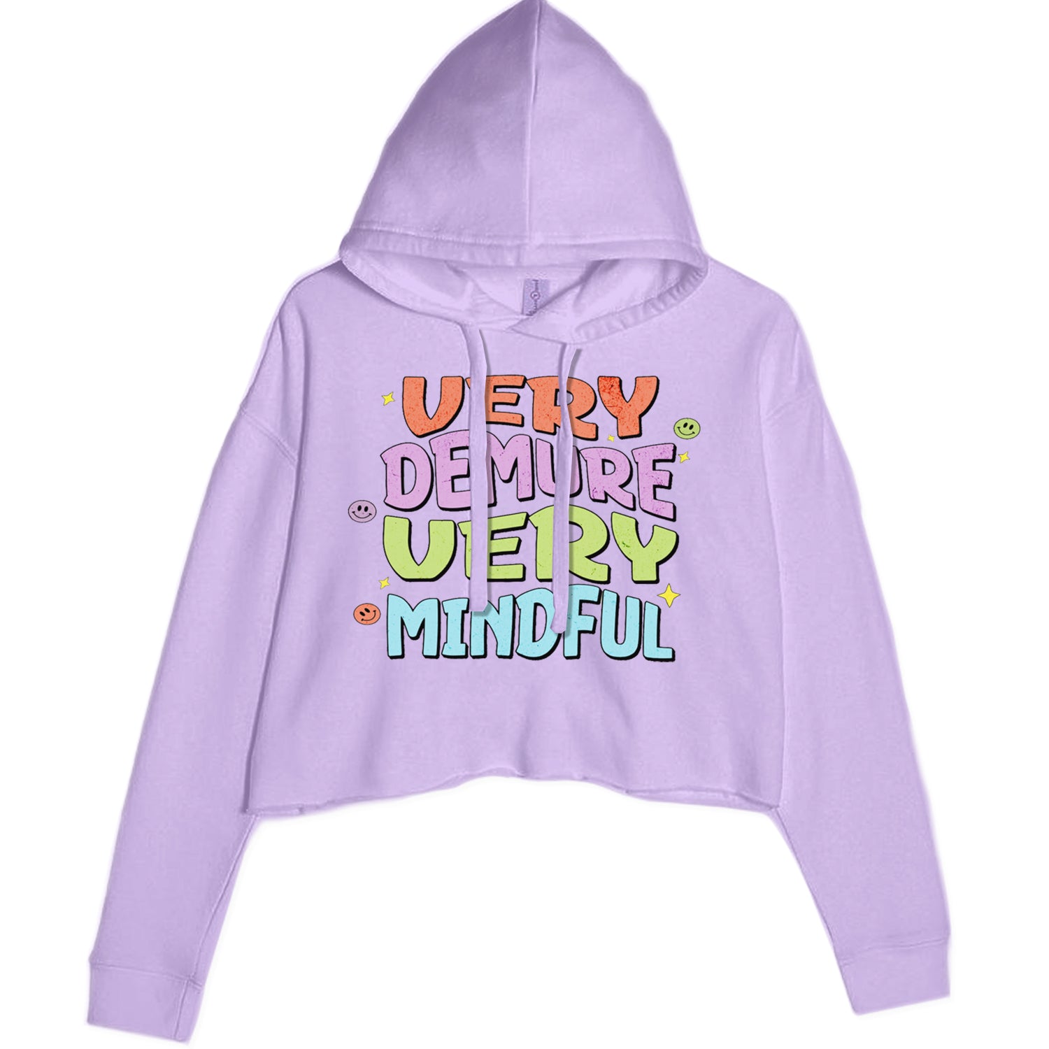 Very Demure, Very Mindful Cropped Hoodie Sweatshirt Lavender