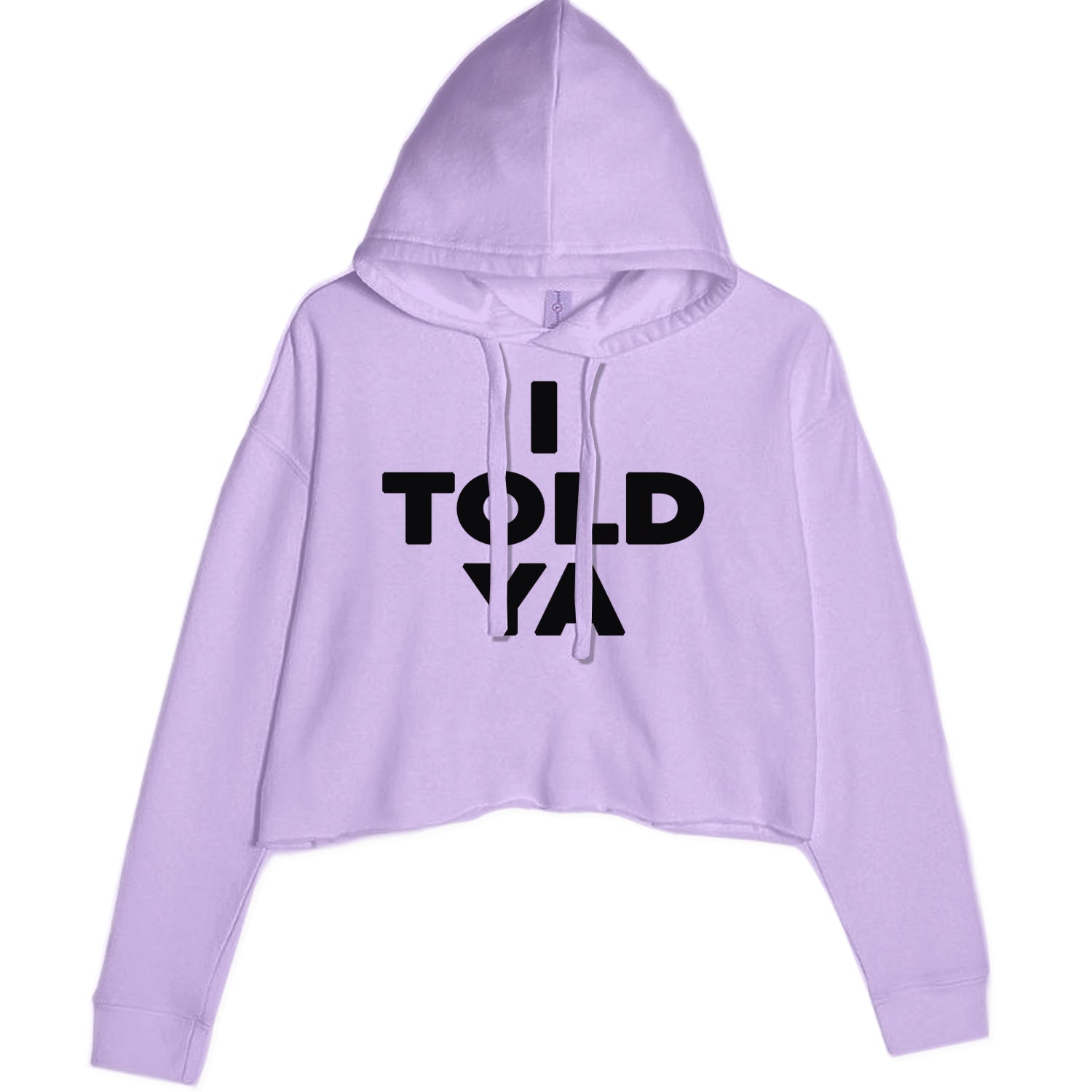 I Told Ya Challenger Black Print Cropped Hoodie Sweatshirt Lavender